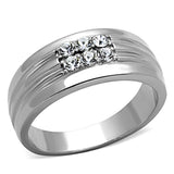 High polished (no plating) Stainless Steel Ring with Top Grade Crystal  in Clear