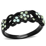 IP Black(Ion Plating) Stainless Steel Ring with Top Grade Crystal  in Multi Color