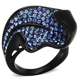 IP Black(Ion Plating) Stainless Steel Ring with Top Grade Crystal  in Sapphire