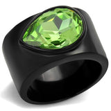 IP Black(Ion Plating) Stainless Steel Ring with Top Grade Crystal  in Peridot