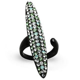 IP Black(Ion Plating) Stainless Steel Ring with Top Grade Crystal  in Multi Color