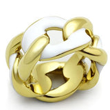 IP Gold(Ion Plating) Stainless Steel Ring with Epoxy  in White
