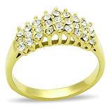 IP Gold(Ion Plating) Stainless Steel Ring with Top Grade Crystal  in Clear