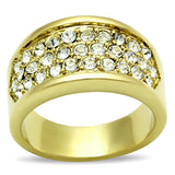 IP Gold(Ion Plating) Stainless Steel Ring with Top Grade Crystal  in Clear