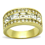 IP Gold(Ion Plating) Stainless Steel Ring with Top Grade Crystal  in Clear