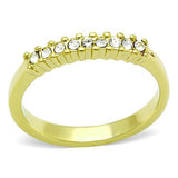IP Gold(Ion Plating) Stainless Steel Ring with Top Grade Crystal  in Clear