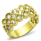 IP Gold(Ion Plating) Stainless Steel Ring with Top Grade Crystal  in Clear