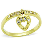 IP Gold(Ion Plating) Stainless Steel Ring with Top Grade Crystal  in Clear