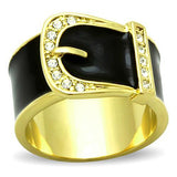 IP Gold(Ion Plating) Stainless Steel Ring with Top Grade Crystal  in Clear