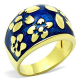 IP Gold(Ion Plating) Stainless Steel Ring with Epoxy  in Capri Blue