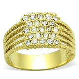 IP Gold(Ion Plating) Stainless Steel Ring with Top Grade Crystal  in Clear