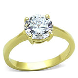 IP Gold(Ion Plating) Stainless Steel Ring with AAA Grade CZ  in Clear