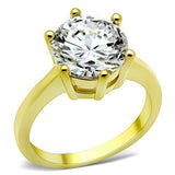 IP Gold(Ion Plating) Stainless Steel Ring with AAA Grade CZ  in Clear