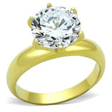 IP Gold(Ion Plating) Stainless Steel Ring with AAA Grade CZ  in Clear
