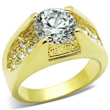 IP Gold(Ion Plating) Stainless Steel Ring with AAA Grade CZ  in Clear