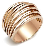 IP Rose Gold(Ion Plating) Stainless Steel Ring with No Stone