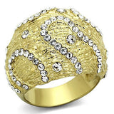 IP Gold(Ion Plating) Stainless Steel Ring with Top Grade Crystal  in Clear