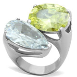 High polished (no plating) Stainless Steel Ring with AAA Grade CZ  in Apple Green color