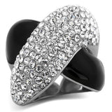 High polished (no plating) Stainless Steel Ring with Top Grade Crystal  in Clear