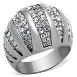 High polished (no plating) Stainless Steel Ring with Top Grade Crystal  in Clear