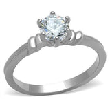 High polished (no plating) Stainless Steel Ring with AAA Grade CZ  in Clear
