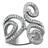 High polished (no plating) Stainless Steel Ring with Top Grade Crystal  in Clear