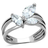 High polished (no plating) Stainless Steel Ring with AAA Grade CZ  in Clear