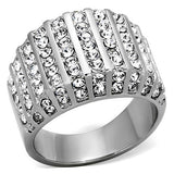 High polished (no plating) Stainless Steel Ring with Top Grade Crystal  in Clear