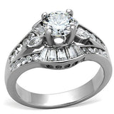 High polished (no plating) Stainless Steel Ring with AAA Grade CZ  in Clear