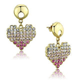 IP Gold(Ion Plating) Stainless Steel Earrings with Top Grade Crystal  in Multi Color
