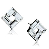 IP Black(Ion Plating) Stainless Steel Earrings with Top Grade Crystal  in Clear