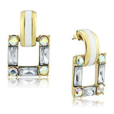 IP Gold(Ion Plating) Stainless Steel Earrings with Top Grade Crystal  in Clear