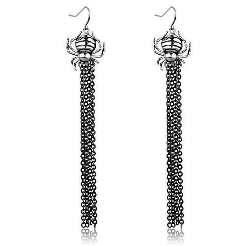 Two-Tone IP Black Stainless Steel Earrings with Epoxy  in Jet