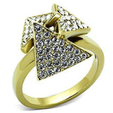 IP Gold(Ion Plating) Stainless Steel Ring with Top Grade Crystal  in Clear
