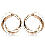 IP Rose Gold(Ion Plating) Stainless Steel Earrings with Epoxy  in White