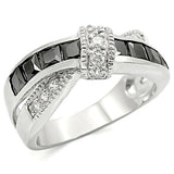 High polished (no plating) Stainless Steel Ring with AAA Grade CZ  in Jet