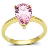 IP Gold(Ion Plating) Stainless Steel Ring with AAA Grade CZ  in Rose