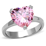 High polished (no plating) Stainless Steel Ring with AAA Grade CZ  in Rose