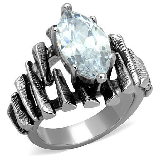 High polished (no plating) Stainless Steel Ring with AAA Grade CZ  in Clear