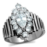 High polished (no plating) Stainless Steel Ring with AAA Grade CZ  in Clear