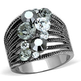 High polished (no plating) Stainless Steel Ring with Top Grade Crystal  in Black Diamond