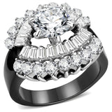 Two-Tone IP Black Stainless Steel Ring with AAA Grade CZ  in Clear
