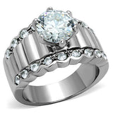 High polished (no plating) Stainless Steel Ring with AAA Grade CZ  in Clear