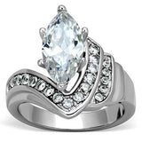 High polished (no plating) Stainless Steel Ring with AAA Grade CZ  in Clear