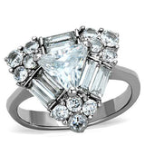 High polished (no plating) Stainless Steel Ring with AAA Grade CZ  in Clear