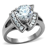 High polished (no plating) Stainless Steel Ring with AAA Grade CZ  in Clear