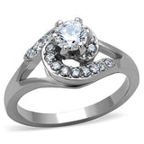 High polished (no plating) Stainless Steel Ring with AAA Grade CZ  in Clear