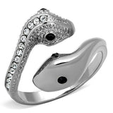 High polished (no plating) Stainless Steel Ring with Top Grade Crystal  in Jet