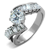 High polished (no plating) Stainless Steel Ring with AAA Grade CZ  in Clear