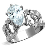 High polished (no plating) Stainless Steel Ring with AAA Grade CZ  in Clear